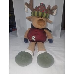 Plush Stuffed Animal Christmas Brown Reindeer Shelf Sitter 18” Long
